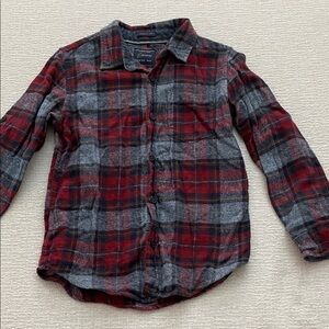 Kids Denim & Flower Red and Gray Plaid Shirt